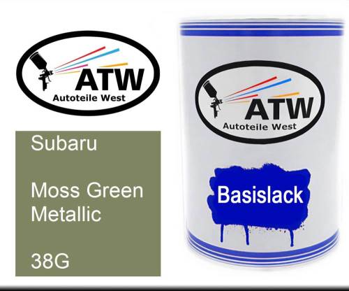 Subaru, Moss Green Metallic, 38G: 500ml Lackdose, von ATW Autoteile West.